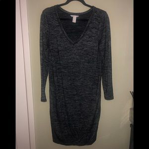 H&M Mama Maternity Dress in dark gray melange sz L